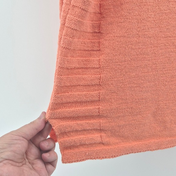 CHICOS 1 Orange Terry Knit 3/4 Sleeve Sweater Top Size 8 Resort Vacation Travel - Picture 5 of 11